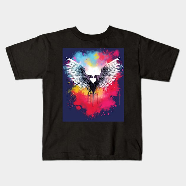 Aesthetic Y2k Fairy Wings Heart Alt Grunge Kids T-Shirt by Spit in my face PODCAST